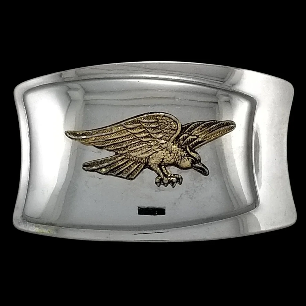 Vintage Bald Eagle Belt Buckle‎ Silver Tone Gold Finish Western Accessory